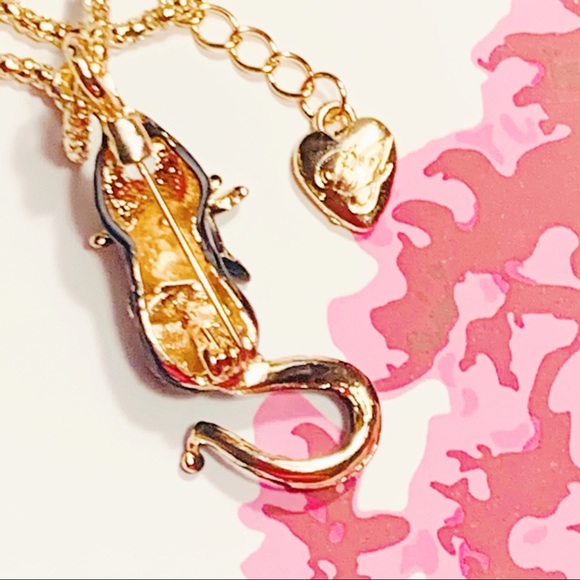 BETSEY JOHNSON Black Cat Pendant/Brooch Necklace - Picture 4 of 6